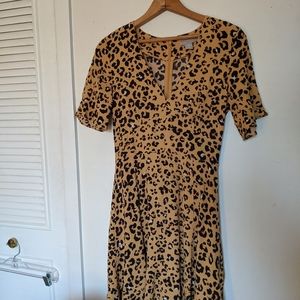 leopard print fit n flare dress